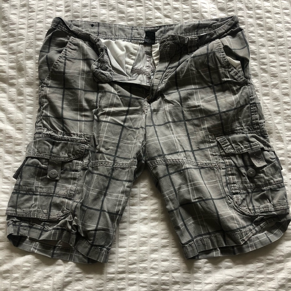Gray plaid shorts